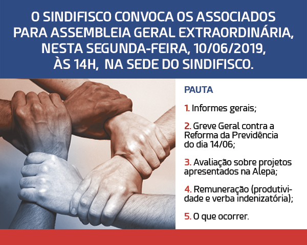 Segunda, 10/06, tem assembleia geral